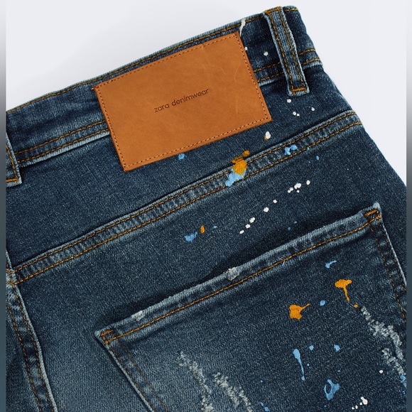 ZARA MENS SKINNY JEANS WITH PAINT SPLATTER SIZE 31 - Picture 14 of 14